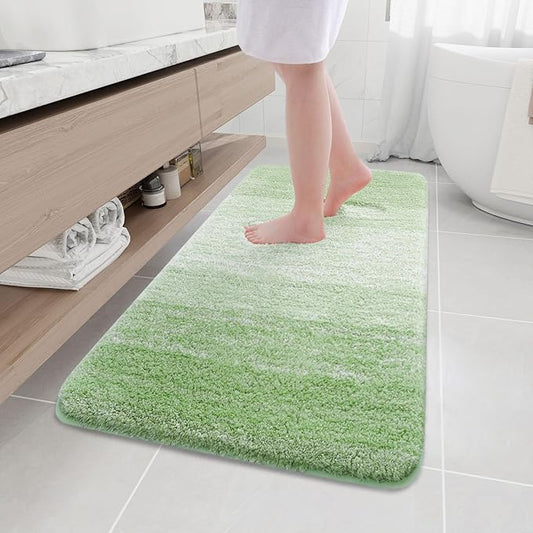 Arotive Microfiber Bathroom Rugs, Shaggy Soft and Absorbent Bath Rug, Non-Slip, Thick Plush Machine Washable Dry Bath Mats for Bathroom, Tub and Shower, 47x24, Sage Green