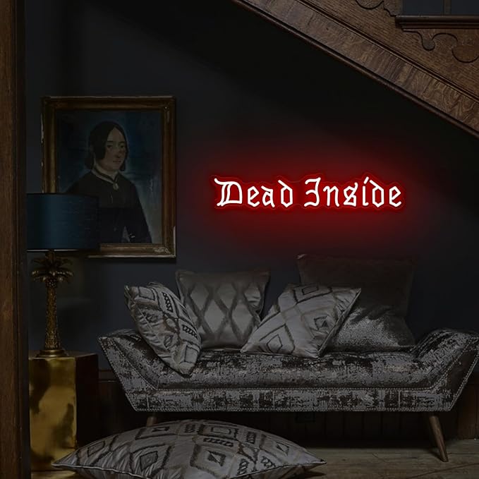 Dead Inside Neon Sign for Wall Decor,Gothic Horror Home Decor,Halloween Party Wall Decor,Gothic Lover Gifts,USB Powered With Switch-25''