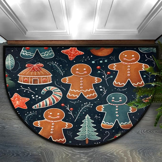 Half Round Doormat Indoor Entrance Mat Bathroom Carpet Absorbent Floor Mat Kitchen Mat Christmas Decorative Carpet Cute Cookies