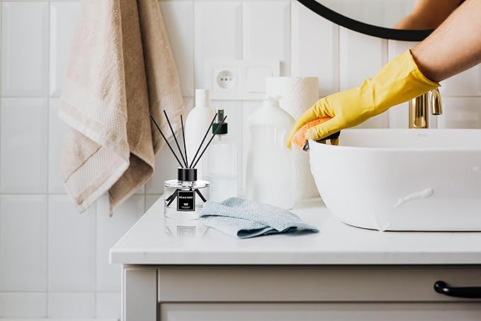 Reed Diffuser Set of 3 for Bathroom Air Fresheners, Oil Diffuser Sticks | Lemon,Eucalyptus & Mint,Velvet Vanilla Scent(1.7 fl oz Each Pack) Home Fragrance with 12 Sticks Defusers | House Shelf Decor