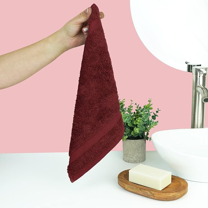 Chakir Turkish Linens | Hotel & Spa Quality 100% Cotton Premium Turkish Towels | Soft & Absorbent (4-Piece Washcloths, Cranberry)