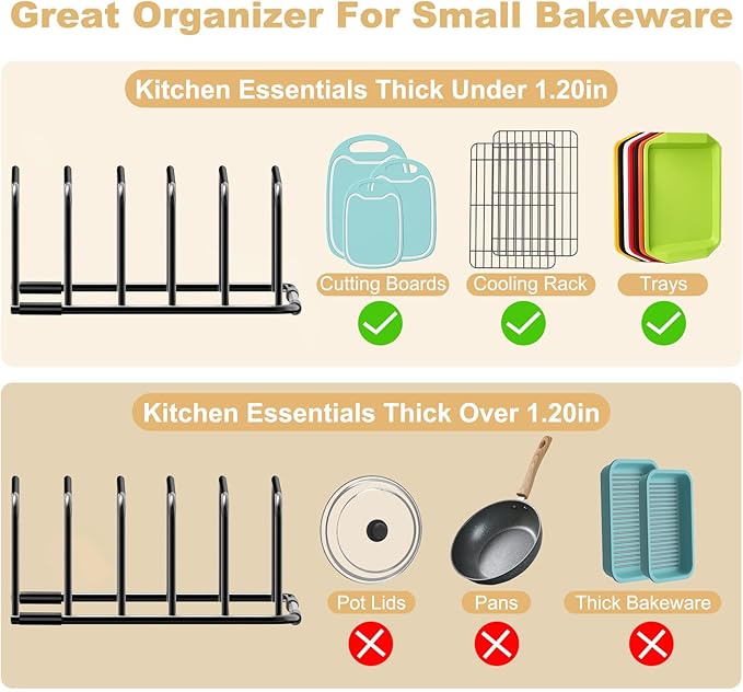 Cutting Board Organizer, [2-Pack] Cutting Board Holder Rack Baking Cookie Pan Sheets Cooling Small Racks Storage Stand for Kitchen Cabinet Countertop Bakeware Organizer 7.87 x 7.24 x 3.28 in