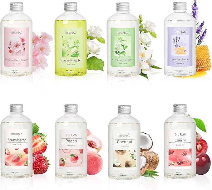 Strawberry Reed Diffuser with 10 Fiber Sticks, 8.45 oz Reed Diffusers for Home Essentials Bathroom,Last up to 60 Days