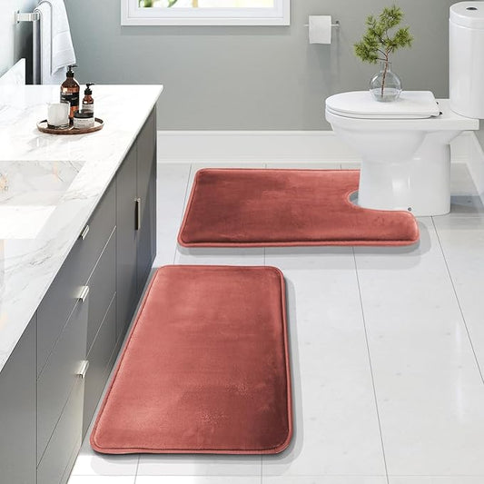 Clara Clark Bathroom Rugs, Velvet Memory Foam Bath Mat, Non-Slip Bath Rugs, Machine Wash, Dries Quickly, Ultra Soft Plush Bath Mats for Bathroom,