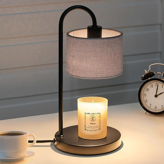 Candle Warmer Lamp with Timer, Dimmable Candle Wax Warmer Candle Lamp with 2 Bulbs, House Warming Gifts Brithday Gifts for Women Bedroom Home Decor - Gray