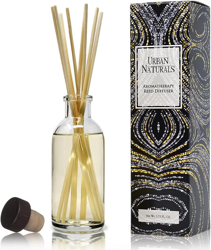 Urban Naturals Pumpkin Spice Reed Diffuser Set - Buttery Pumpkin with Jasmine, Cinnamon Leaf, Nutmeg and Vanilla - Made in The USA