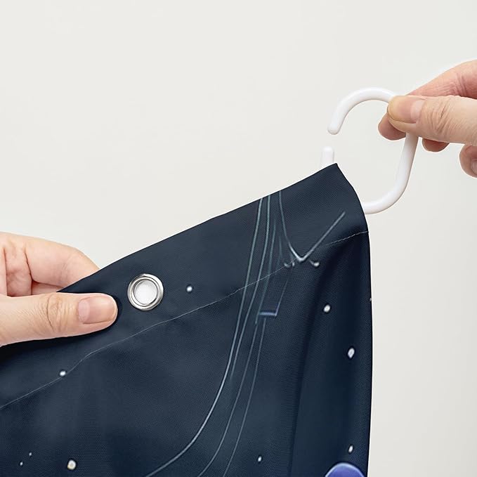 AILONEN Frog Mushroom Shower Curtain,Guitar Frog Amphibious Animal Waterproof Fabric Bath Curtain for Kids Girls,Boho Magic Mushroom Shower Curtain Set for Bathroom with Hooks,48" W*72" H