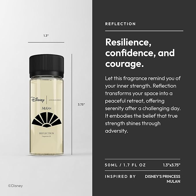 Aroma360 | Disney Reflection Fragrance Oil Blend | Disney Princess Mulan | Luxury Essential Diffuser Oil | Aromatherapy Scent Diffuser Oil | Bergamot, Nutmeg and Jasmine 1.7 fl oz 50mL