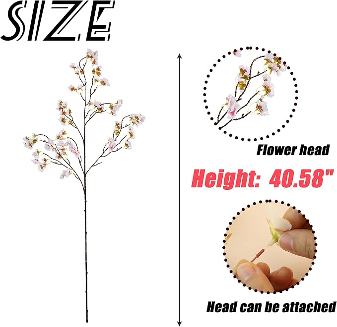 SITUMEIZI Artificial Cherry Blossom Branches Silk 40.58 Inch Faux Cherry Flowers Tall Stems for Home Wedding Bedroom Table Japanese Real Touch Vase Decoration(4Pcs,Pink)