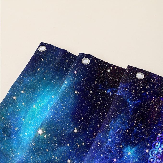 AILONEN Butterfly Shower Curtain, Mystic Moon Cloth Bath Curtain Set for Teen Adults Bathroom,Beautiful Purple Butterfly Starry Night Shower Curtain Liner,72" W*78" H