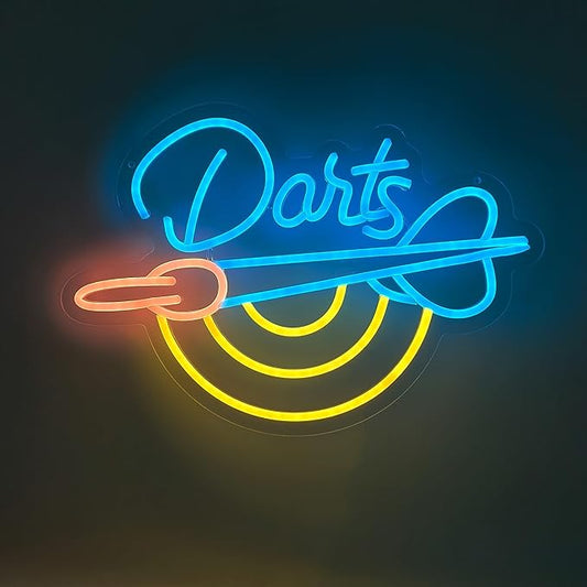 Darts Neon Sign - LED Neon Light Sign for Wall Decor - Perfect for Men Cave & Game Room