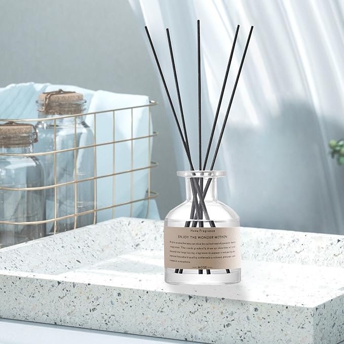 Reed Diffuser Set,4.1 oz Gardenia Scented Oil Diffuser with 5 Reed Sticks,Home Fragrance Reed Diffuser for Bathroom Bedroom Office Shelf Decor & Air Fresheners