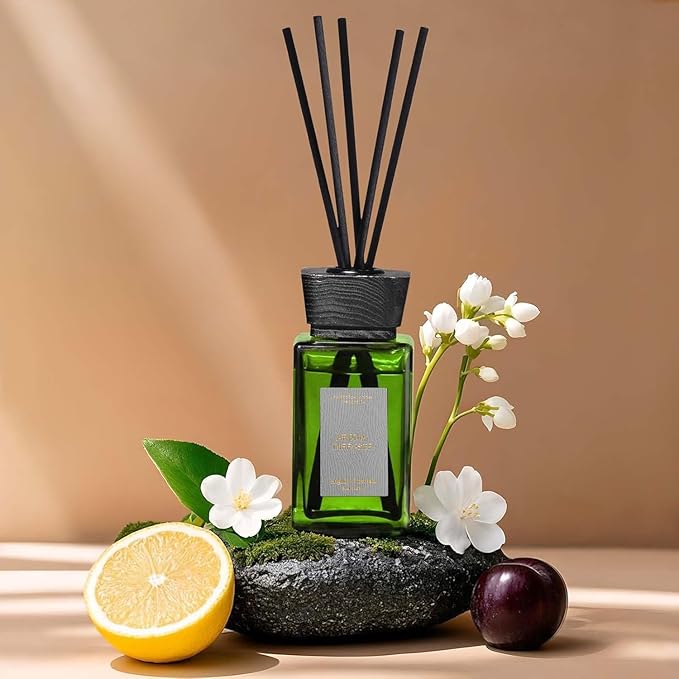 Floral Reed Diffuser Set, Jasmine & Lily of The Valley Scented Diffuser with Sticks, Reed Diffusers for Home and Office Decor
