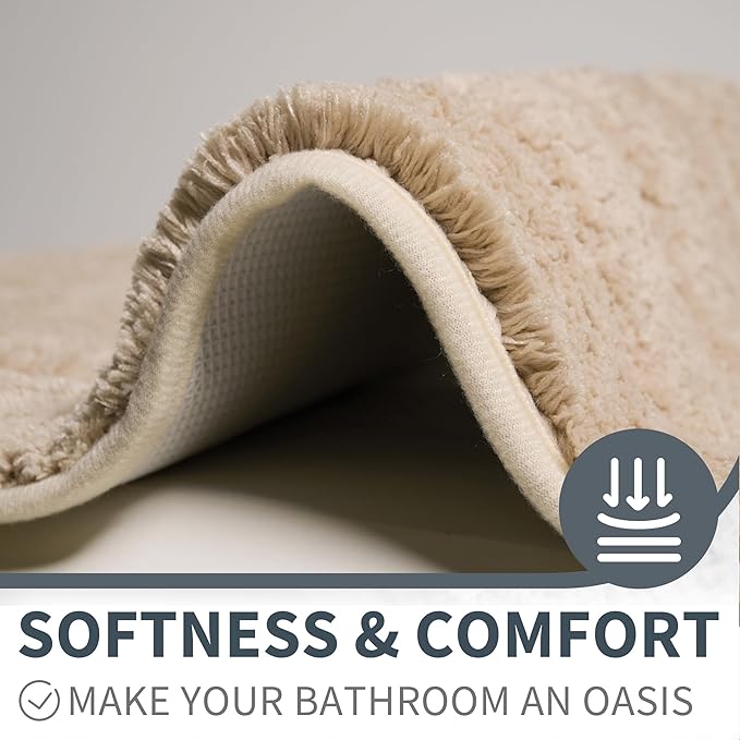GRANNY SAYS Bathroom Rug Mat, Bath Mats for Bathroom Non-Slip, 24" x 36", Super Soft and Water Absorbent, Microfiber Bath Rugs, Machine Wash Dry, Large Rugs for Bath Floor, Khaki