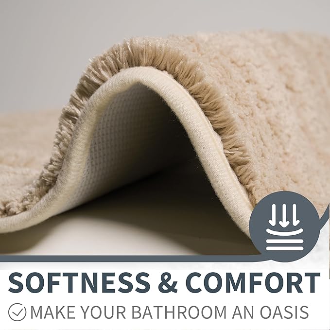 GRANNY SAYS Bathroom Rugs Non Slip, 16" x 24", Bath Rugs for Bathroom Washable, Bath Mats for Floor, Microfiber Bath Mat for Tub, Absorbent Bath Rugs for Shower Room, Khaki