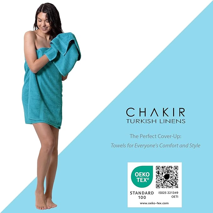 Chakir Turkish Linens Luxury Spa and Hotel Quality Premium Turkish Cotton 6-Piece Towel Set (2 x Bath Towels, 2 x Hand Towels, 2 x Washcloths)
