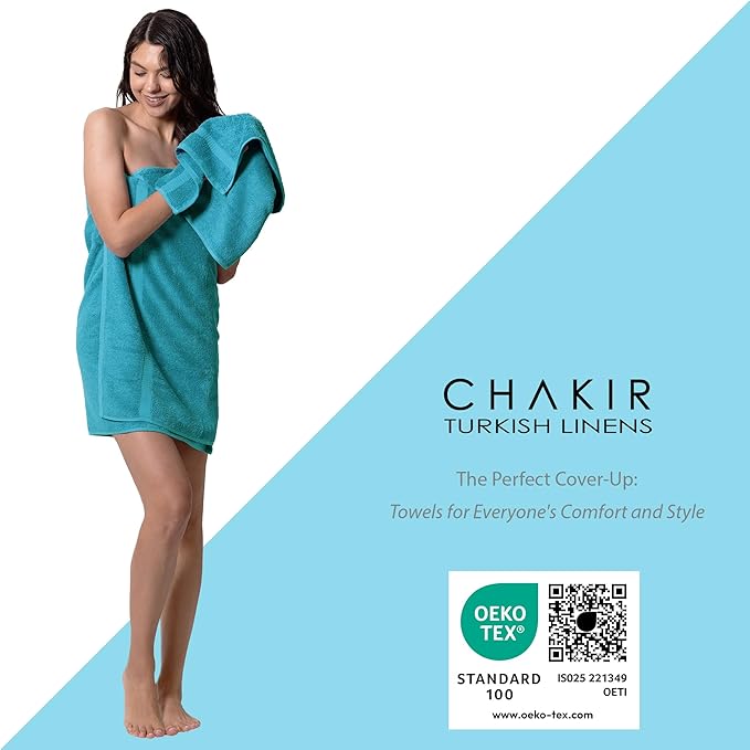 Chakir Turkish Linens | Hotel & Spa Quality 100% Cotton Premium Turkish Towels | Soft & Absorbent (4-Piece Washcloths, Aqua)