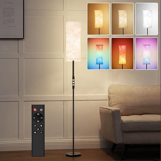 RGB Corner Floor Lamp - 67” Modern Tall Standing LED Light with Remote Touch Switch - 1800K-5500K Ambiance Color Changing Dimmable Floor Lamps for Living Room Bedroom Office Gaming Room New