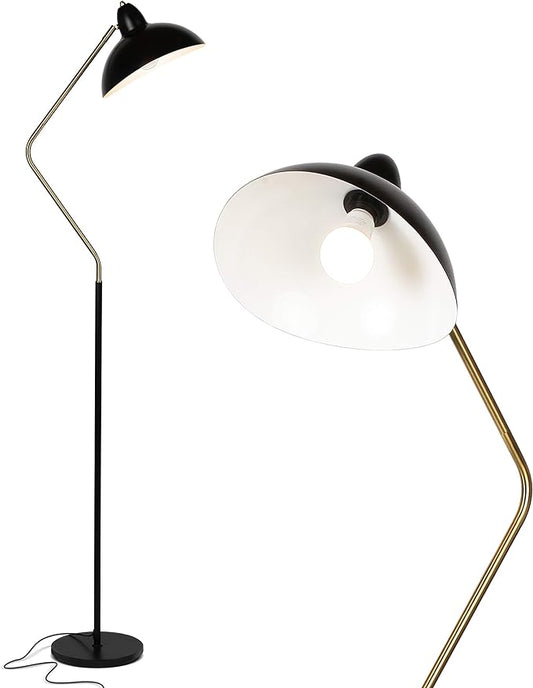 Brightech Swoop LED Floor Lamp - Tall, Adjustable Head for Reading, Over Chair in Living Rooms, Offices & Bedrooms - Modern Standing Light with Heavy Base, Stunning Decor