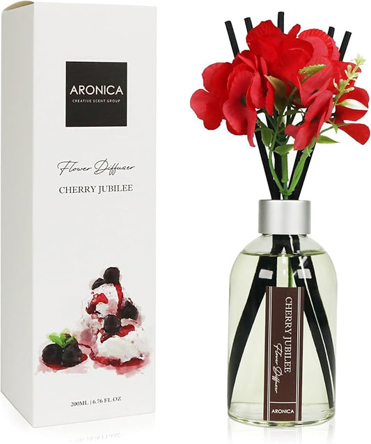 Aronica Red Bathroom Decor, Cherry House Decor Fall Nick Nacks, Apartment Accessories for Small Desk, Christmas Decor Ideas for Little Office Space, Poppy Themed Reed Diffuser