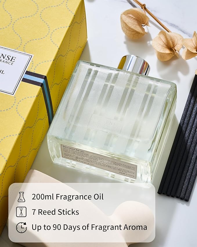 M&SENSE Lime Basil Reed Diffuser Set - 7.04oz Scent Diffusers for Home, Non-Toxic Essential Oil Diffuser with Sticks, Fragrance Diffuser Gift for Bedroom Bathroom Office