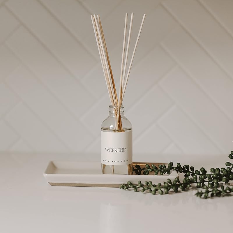 Sweet Water Decor Weekend Reed Diffuser Set for Home - Sage, Orange, Amber, Tonka Bean Scented Reed Diffusers - Air Freshener Lasts 4+ Months, Made in the USA