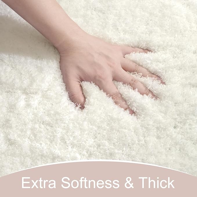 AROGAN Cream White Luxury Long Bathroom Runner Rug 24×60 Inch, Soft and Absorbent Non Slip Bath Mat, Rubber Backing Quick Dry Rugs Carpets, Machine Washable Plush Mats for Shower Floor