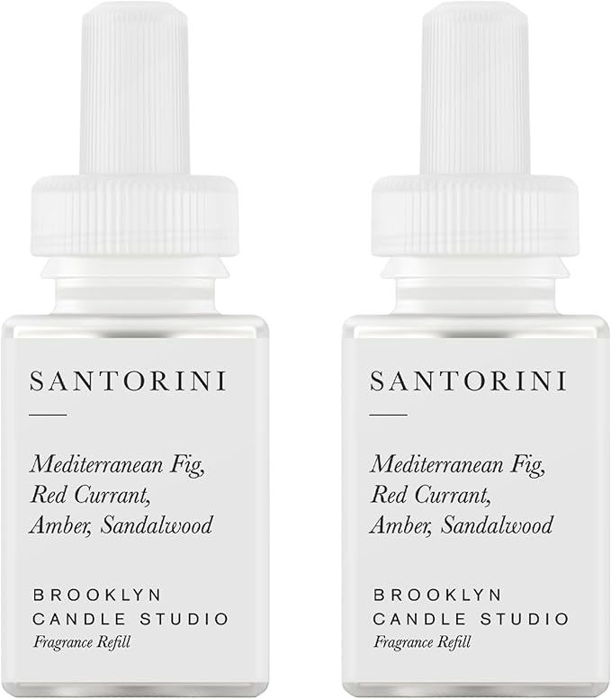 Pura & Brooklyn Candle Studio Home Scent Refill - Smart Home Air Diffuser - Up to 120-Hours of Luxury Fragrance per Vial - Clean & Safe Diffuser Fragrance - 2 Pack, Santorini