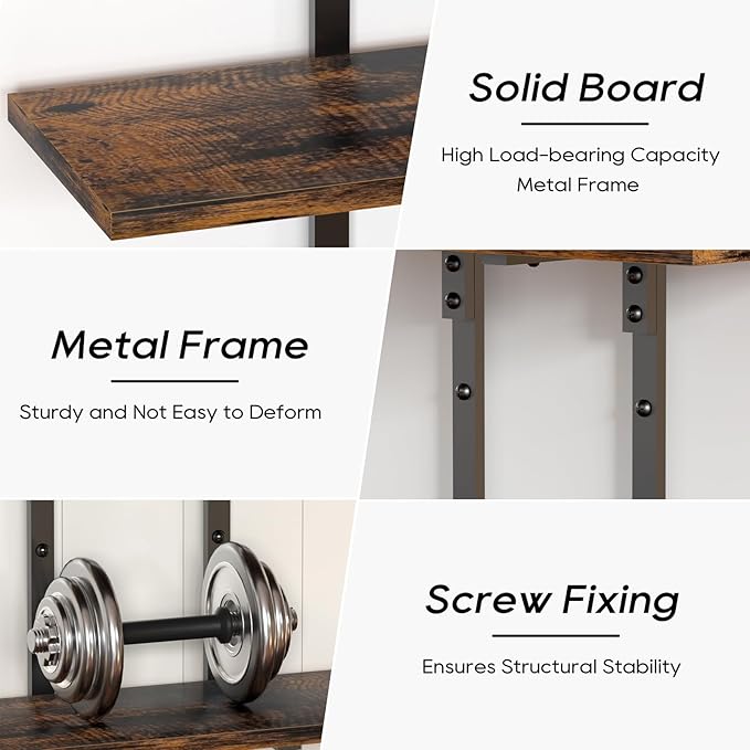 2 Tier Floating Shelves for Wall,16 inch Wall Shelf for Room, Kitchen Shelves Industrial Floating Shelf Decor for Bathroom, Living Room, Bedroom