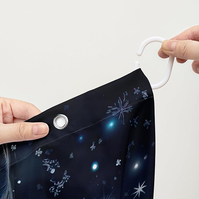 AILONEN 3D Howling Wolf Shower Curtain for Bathroo,Night Galaxy Starry Wolf Safari Animal Print Boys Teen Decor Bath Curtain 48" W*72" H Polyester Fabric Waterproof Bathroom Curtain with 12 Hooks