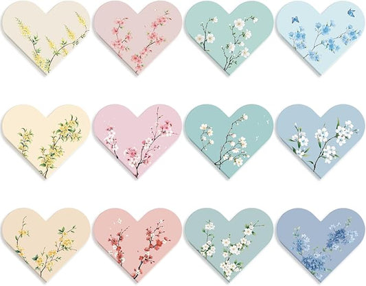 12 PCS Heart Magnetic Bookmarks for Reading Women, Assorted Magnet Corner Book Marks with Flower Patterns, Aesthetic Reading Gifts for Women, Teachers, Book Lovers, Girls (Floral Style)