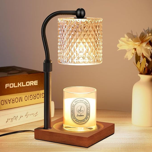 Candle Warmer Lamp with Timer Dimmer Adjustable Height, Birthday Housewarming New Home Decor Gifts for Women, Electric Wax Warmer with 2 Bulbs for Jar Candles