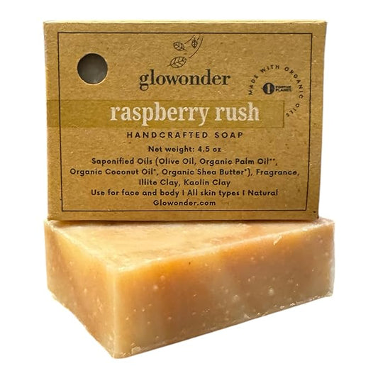1 Pack Raspberry Rush Handmade Organic Bar Soap for Face and Body - Moisturizing, All-Natural, Cruelty-Free - Botanical Ingredients - Shower, Bath, Hand Soaps, Gifts - 4.5 oz