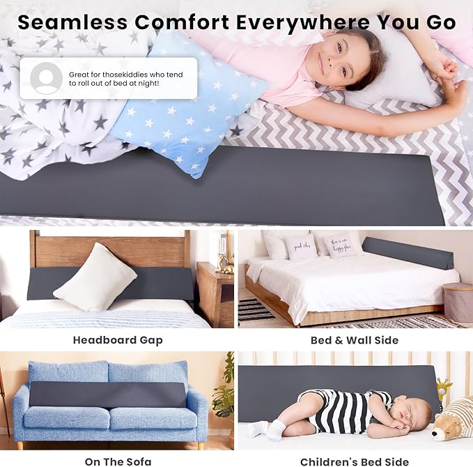 Wedge Pillow Headboard, Ultimate Comfort Bed Wedge Pillow for Headboard, Relaxation Bed Gap Filler for Twin, Foam Pillow Wedge for Headboard Gap, Overall Bed Gap Filler. 2 Covers.