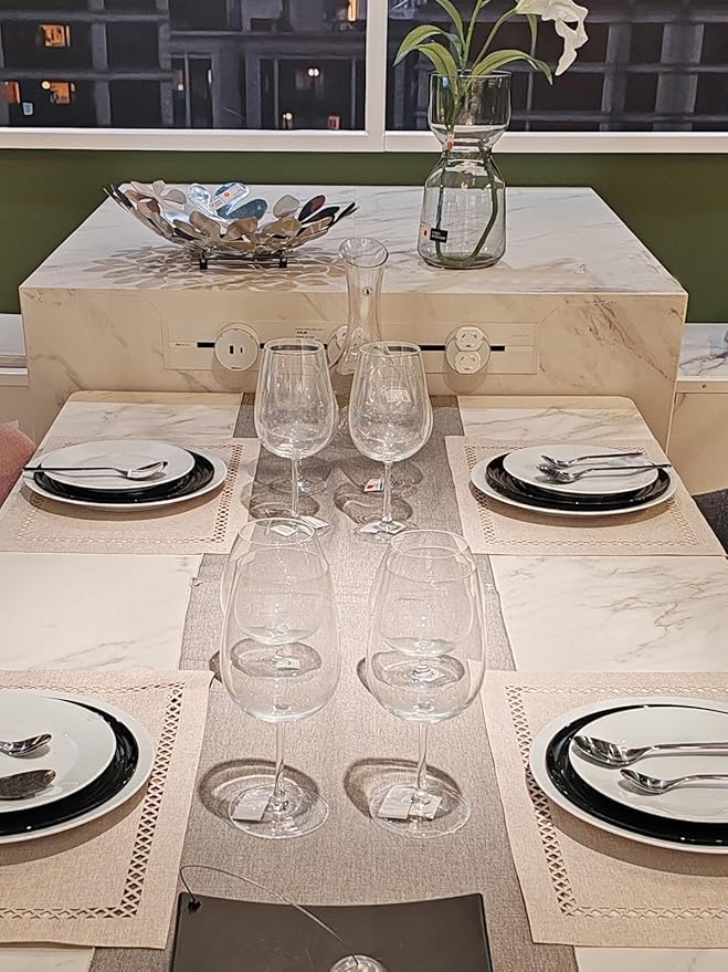 Placemats Set of 4, Set of 6 for Dining Table, Placemats with Hollow Edge Table Cloth Set, Table Mats for Dining Table 12"x18" Off-White