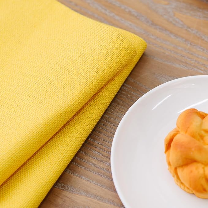 Set of 4 Handmade Round Placemat 15 Inch Soft Linen eco-Friendly Fabric Handcrafted Machine Washable Indoor & Outdoor Tablemat Yellow