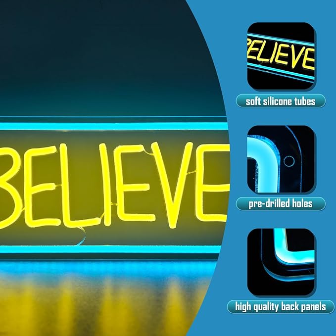 Ted Believe Lasso Neon Sign for Bedroom Dimmable Neon Light Signs Believe Neon Led Signs for Wall Decor Living Room Bar Pub Game Room Classroom Christmas Party Gift