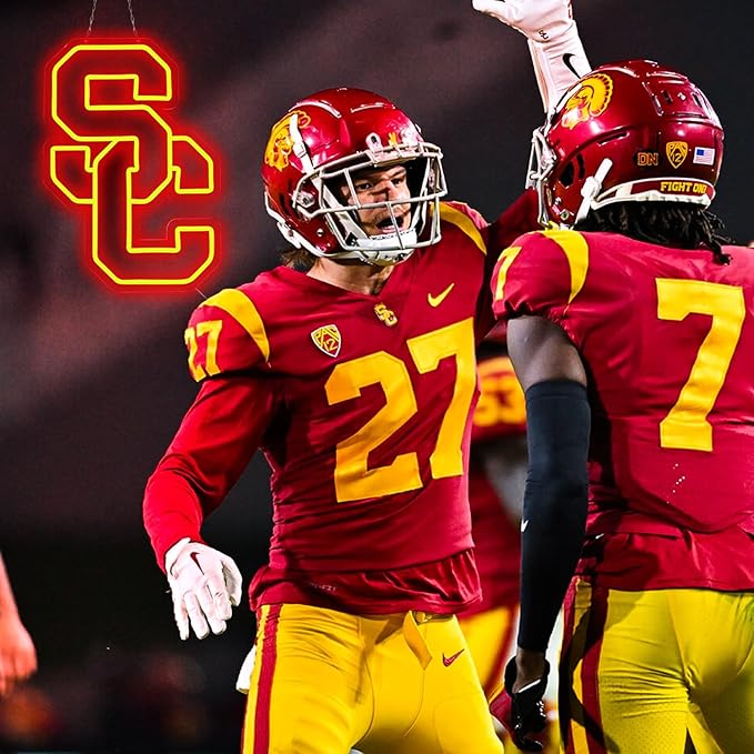 Trojans Team Neon Signs，NCAA Neon Sign for Wall Decor，LED Neon Lights for Bedroom、Game Room、or Man Cave，Birthday、Christmas Gifts for kids
