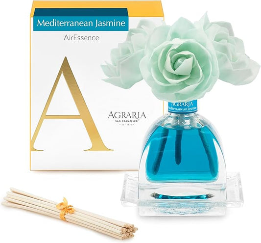 AGRARIA AirEssence Flower and Reed Diffuser Set, Hand Crafted Sola Flower Botanical Home Fragrance Diffuser, Scented Oil Reed Diffuser, Flower and Reed Diffuser Gift Set for All Occasions