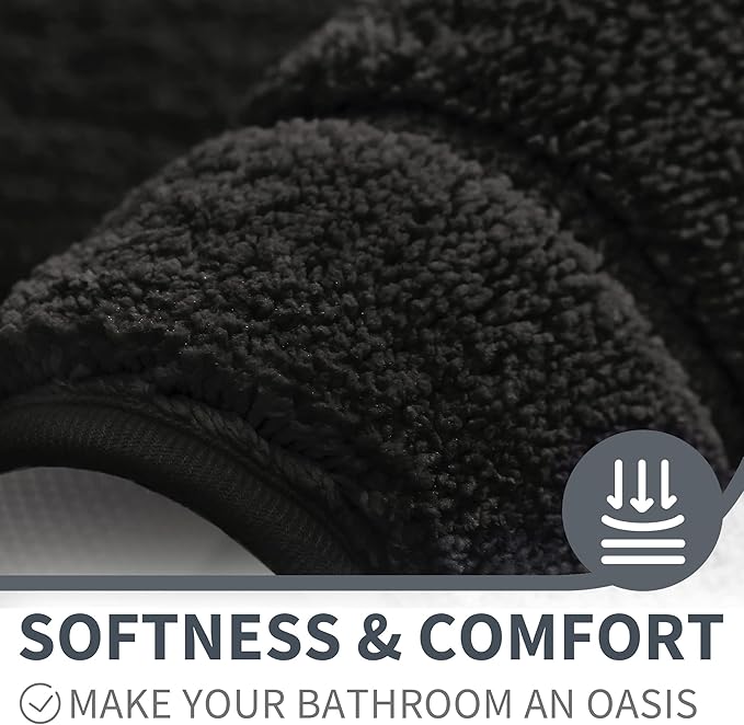 GRANNY SAYS Black Bathroom Rug, Non Slip Bath Mats for Bathroom, Super Soft and Water Absorbent, Microfiber Bath Rugs, Machine Wash Dry, Bath Rugs for Floor, Tub and Shower, 16" x 24"