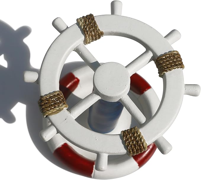 Toothbrush Holder Stand for Bathroom Vanity, Pen Storage for Desktop, Nautical Boat Ship Steering Wheel Decor