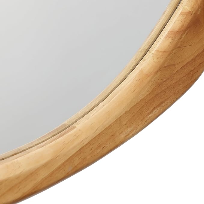 LuxenHome Irregular Oblong Wall Mirror,Accent with Natural Wood Frame,Rustic Bathroom Mirror,Vanity Makeup Mirror, Wall Mounted Mirror for Living Room,Entryway,Bedroom,Decorative Mirror