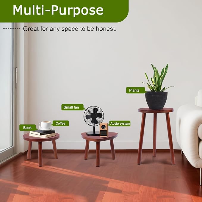 Wooden Plant Stand Indoor,2 Pack Single Plant Tables Indoor,Planter Stand,Multi-purpose Plant Shelf for Living Room Balcony Garden Patio Office,Walnut