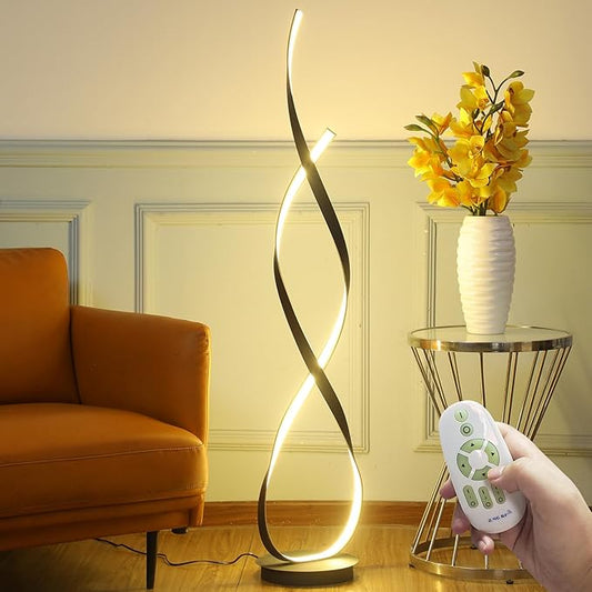 40W 4000LM 54.3 inches Black Floor Lamp for Living Room Bedroom with 3 Color Temperature Remote Control (Black)