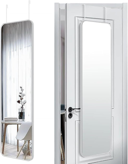 47x14 Mirror Rectangle Full Body Length Door Hanging Wall Mounted Metal Frame Dressing Make-up Mirrors for Entryway Bedroom Bathroom Living Room 47 14 inch Silver