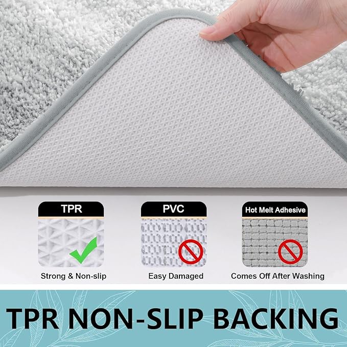 Arotive Microfiber Bathroom Rugs, Shaggy Soft and Absorbent Bath Rug, Non-Slip, Thick Plush Machine Washable Dry Bath Mats for Bathroom, Tub and Shower, 70x24, Light Grey