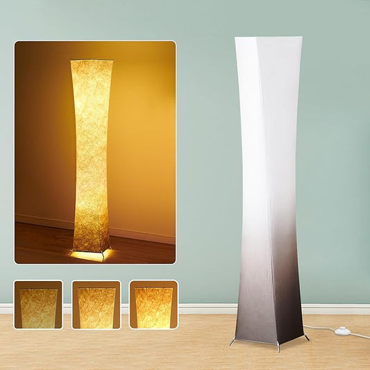 chiphy Lamp with Fabric Lampshade, Dimmable 61"(L) Tall Standing Lamp, 3 Levels Adjustable Brightness LED Bulbs, Column Floor Light, Brown Gradient Fabric Lampshade, Home Decor for Living Room