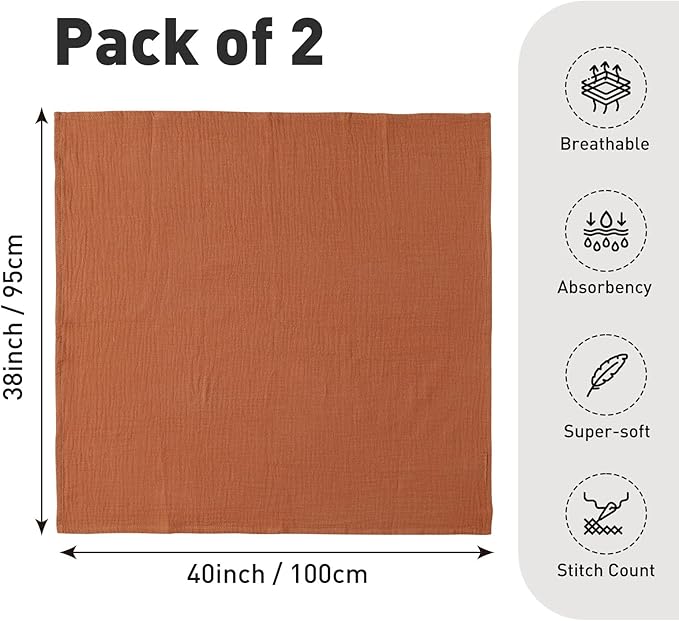 GLLQUEN BABY Muslin Swaddle Blankets for Boys and Girls, 2-Pack Baby Blankets for Girl Boy, Baby Receiving Blanket, Baby Swaddle Blanket Unisex, Newborn Essentials, Registry & Gift