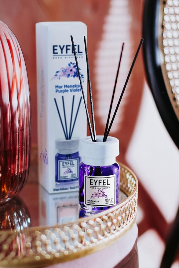 EYFEL Reed Diffusers for Home – Purple Violet Reed Diffuser Set 4.05 fl oz Oil Diffuser Sticks, Bathroom Diffuser, Home Fragrances, Scented Sticks, Home Décor