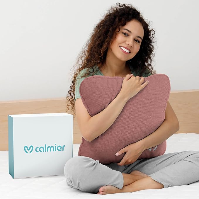 Calmier - 6 lb Sensory Weighted Pillow - Glass Bead Filled Hug Pillow - Ultra Plush Cozy Weighted Pillows for Adults and Kids - Child Sensory Pillow - Weighted Lap Pad (Pink - Fleece, 6 LBS)